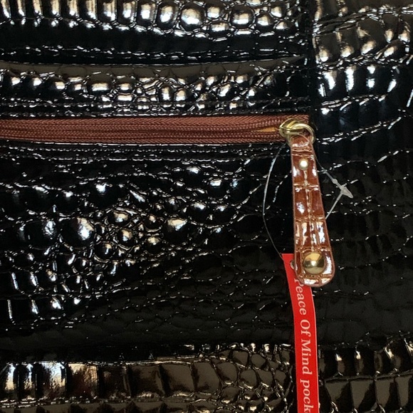 NEW SAMANTHA BROWN Brown and Black Croc-Embossed Handbag - Picture 15 of 15